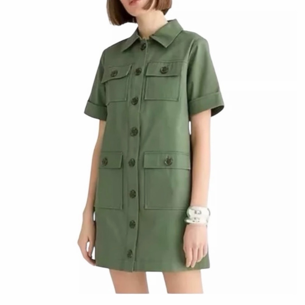 J. Crew Gamine Olive Utility short dress sz 6